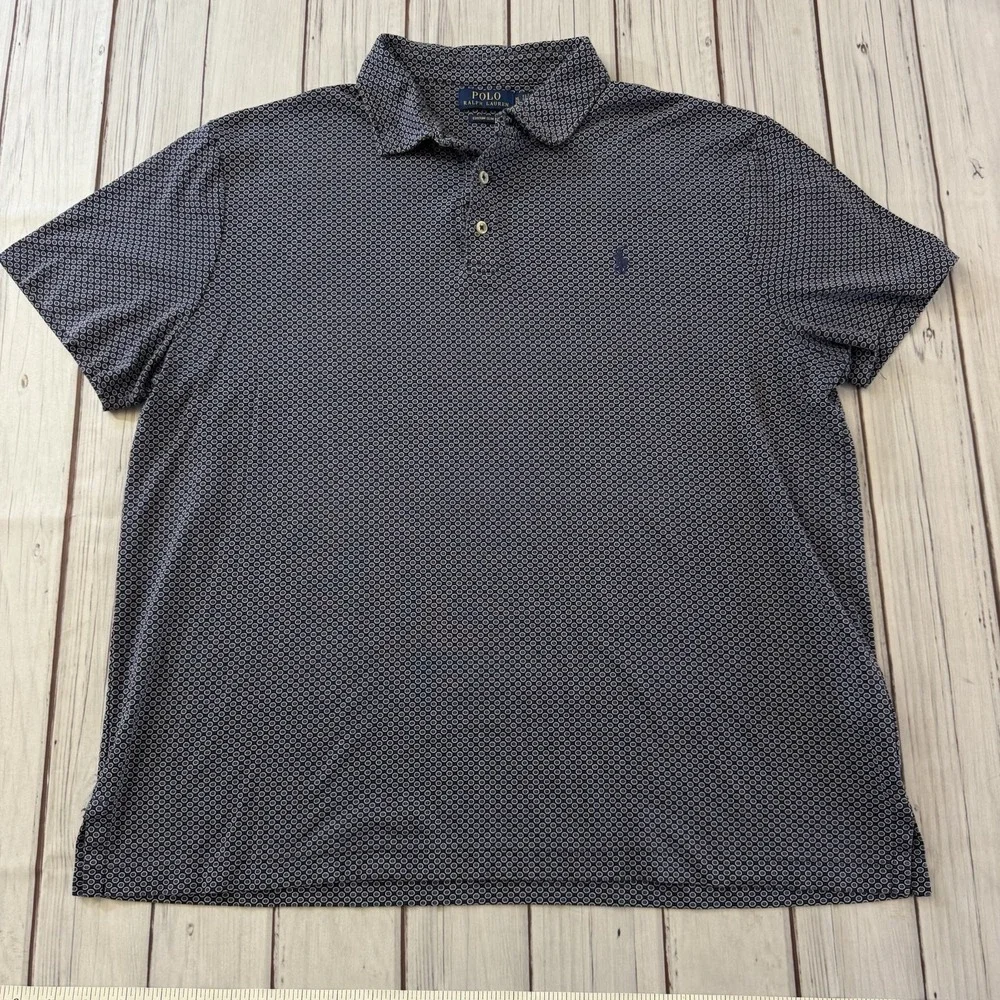 Polo Ralph Lauren Men's Polo‎ Shirt Performance All Over Pattern Blue Size XL